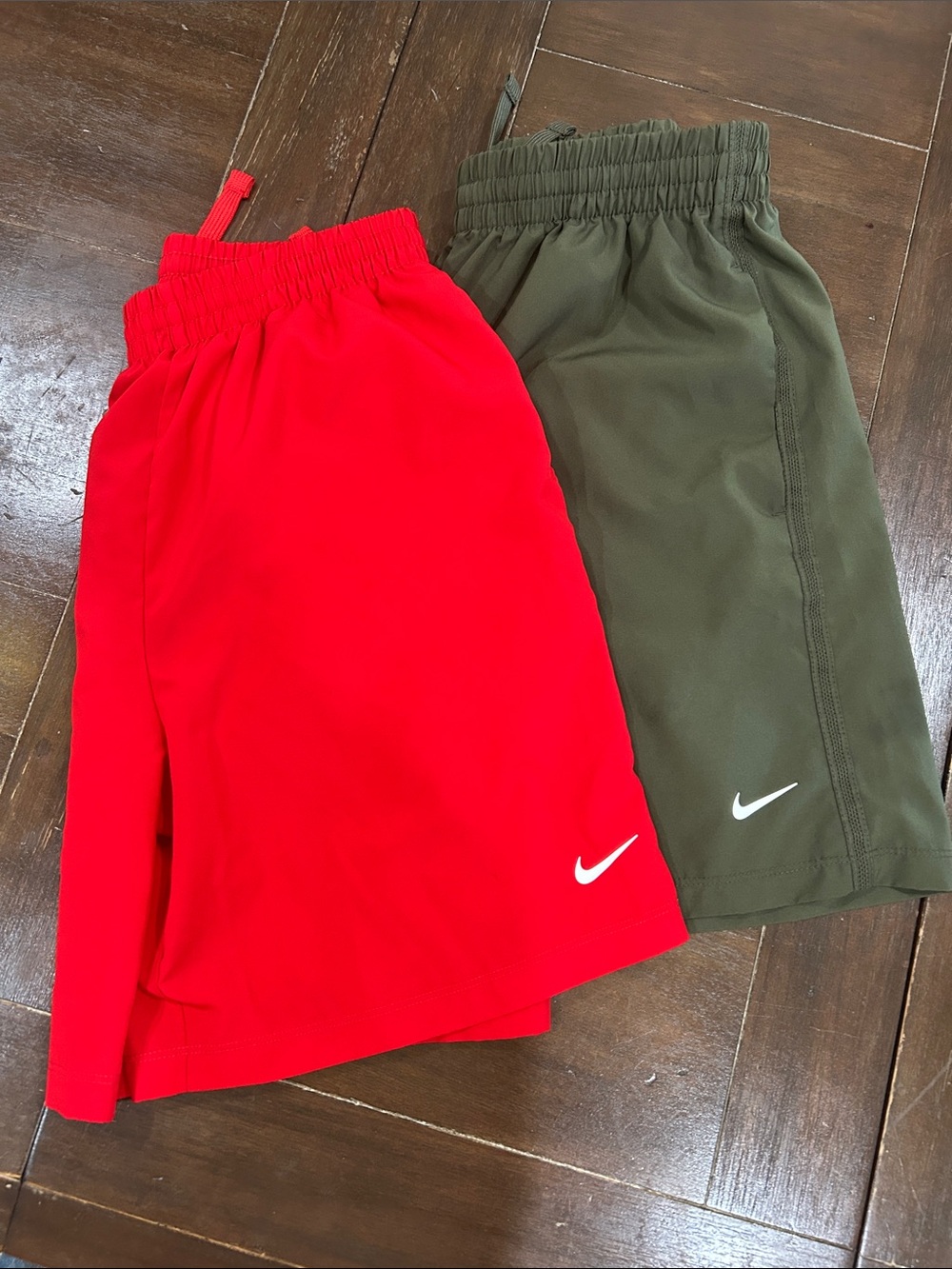 Nike Kids L Red and Olive Athletic Shorts for Kids - price is for both not each
